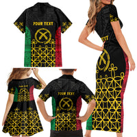 Vanuatu Indipendens Dei Family Matching Short Sleeve Bodycon Dress and Hawaiian Shirt Tribal Sand Drawing LT7 - Polynesian Pride