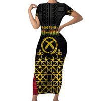 Vanuatu Indipendens Dei Short Sleeve Bodycon Dress Tribal Sand Drawing