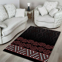 Maori Taniko Patterns Area Rug Brown Niho Taniwha Mix Paatiki Motifs