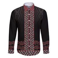 Maori Taniko Patterns Family Matching Short Sleeve Bodycon Dress and Hawaiian Shirt Brown Niho Taniwha Mix Paatiki Motifs LT7 Dad's Shirt - Long Sleeve Brown - Polynesian Pride