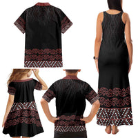 Maori Taniko Patterns Family Matching Tank Maxi Dress and Hawaiian Shirt Brown Niho Taniwha Mix Paatiki Motifs