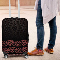 Maori Taniko Patterns Luggage Cover Brown Niho Taniwha Mix Paatiki Motifs LT7 Brown - Polynesian Pride