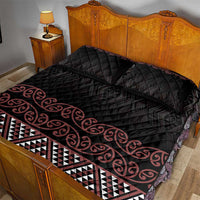 Maori Taniko Patterns Quilt Bed Set Brown Niho Taniwha Mix Paatiki Motifs