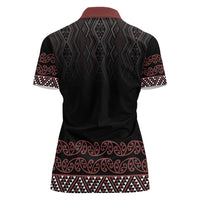 Maori Taniko Patterns Women Polo Shirt Brown Niho Taniwha Mix Paatiki Motifs