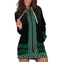 Maori Taniko Patterns Hoodie Dress Pounamu Niho Taniwha Mix Paatiki Motifs