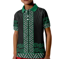 Maori Taniko Patterns Kid Polo Shirt Pounamu Niho Taniwha Mix Paatiki Motifs