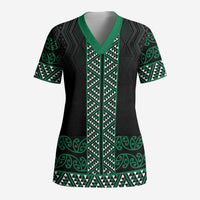 Maori Taniko Patterns Scrub Top Pounamu Niho Taniwha Mix Paatiki Motifs - Polynesian Pride
