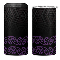 Maori Taniko Patterns 4 in 1 Can Cooler Tumbler Purple Niho Taniwha Mix Paatiki Motifs
