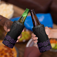 Maori Taniko Patterns 4 in 1 Can Cooler Tumbler Purple Niho Taniwha Mix Paatiki Motifs