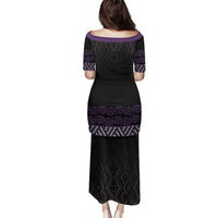 Maori Taniko Patterns Family Matching Puletasi and Hawaiian Shirt Purple Niho Taniwha Mix Paatiki Motifs LT7 - Polynesian Pride