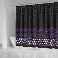 Maori Taniko Patterns Shower Curtain Purple Niho Taniwha Mix Paatiki Motifs