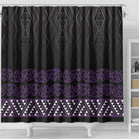 Maori Taniko Patterns Shower Curtain Purple Niho Taniwha Mix Paatiki Motifs