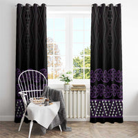 Maori Taniko Patterns Window Curtain Purple Niho Taniwha Mix Paatiki Motifs