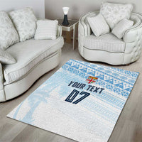 Fiji Rugby Custom Kaiviti Masi Area Rug Turquoise - Polynesian Pride