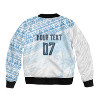 Fiji Rugby Custom Kaiviti Masi Bomber Jacket Turquoise - Polynesian Pride