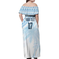 Fiji Rugby Custom Kaiviti Masi Family Matching Off Shoulder Maxi Dress and Hawaiian Shirt Turquoise - Polynesian Pride