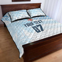 Fiji Rugby Custom Kaiviti Masi Quilt Bed Set Turquoise - Polynesian Pride