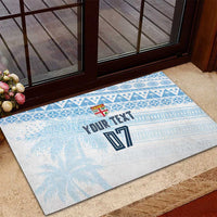 Fiji Rugby Custom Kaiviti Masi Rubber Doormat Turquoise - Polynesian Pride