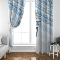 Fiji Rugby Custom Kaiviti Masi Window Curtain Turquoise - Polynesian Pride