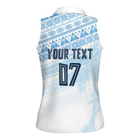 Fiji Rugby Custom Kaiviti Masi Women Sleeveless Polo Shirt Turquoise - Polynesian Pride