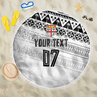 Fiji Rugby Custom Kaiviti Masi Beach Blanket Black - Polynesian Pride