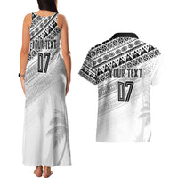 Fiji Rugby Custom Kaiviti Masi Couples Matching Tank Maxi Dress and Hawaiian Shirt Black - Polynesian Pride