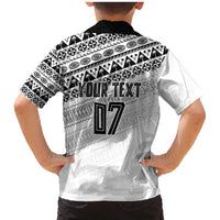 Fiji Rugby Custom Kaiviti Masi Family Matching Mermaid Dress and Hawaiian Shirt Black - Polynesian Pride