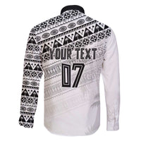 Fiji Rugby Custom Kaiviti Masi Family Matching Off The Shoulder Long Sleeve Dress and Hawaiian Shirt Black - Polynesian Pride