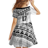 Fiji Rugby Custom Kaiviti Masi Family Matching Short Sleeve Bodycon Dress and Hawaiian Shirt Black - Polynesian Pride