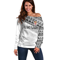 Fiji Rugby Custom Kaiviti Masi Off Shoulder Sweater Black - Polynesian Pride