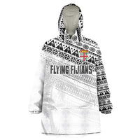 Fiji Rugby Custom Kaiviti Masi Wearable Blanket Hoodie Black - Polynesian Pride