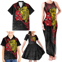 Papua New Guinea 49th Independence Day Family Matching Tank Maxi Dress and Hawaiian Shirt Motuan Revareva Bird-of-Paradise