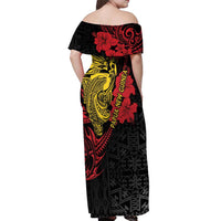 Papua New Guinea 49th Independence Day Off Shoulder Maxi Dress Motuan Revareva Bird-of-Paradise