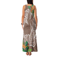 Polynesia Family Matching Tank Maxi Dress and Hawaiian Shirt Sharks Duo Tropical Brown