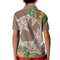 Polynesia Kid Polo Shirt Sharks Duo Tropical Brown