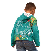 Polynesia Kid Hoodie Sharks Duo Tropical Teal