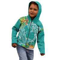 Polynesia Kid Hoodie Sharks Duo Tropical Teal