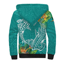 Polynesia Sherpa Hoodie Sharks Duo Tropical Teal