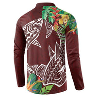 Polynesia Button Sweatshirt Sharks Duo Tropical Oxblood