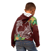 Polynesia Kid Hoodie Sharks Duo Tropical Oxblood