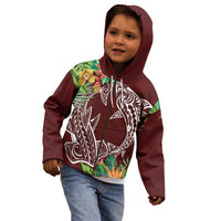 Polynesia Kid Hoodie Sharks Duo Tropical Oxblood