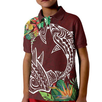 Polynesia Kid Polo Shirt Sharks Duo Tropical Oxblood