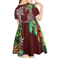Polynesia Kid Short Sleeve Dress Sharks Duo Tropical Oxblood
