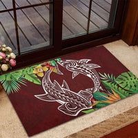 Polynesia Rubber Doormat Sharks Duo Tropical Oxblood