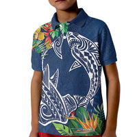 Polynesia Kid Polo Shirt Sharks Duo Tropical Navy