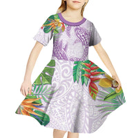 Polynesia Kid Short Sleeve Dress Sharks Duo Tropical Lavender