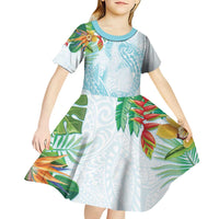 Polynesia Kid Short Sleeve Dress Sharks Duo Tropical Turquoise
