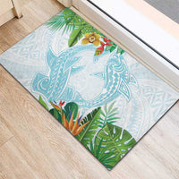 Polynesia Rubber Doormat Sharks Duo Tropical Turquoise