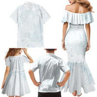Polynesia Family Matching Mermaid Dress and Hawaiian Shirt Sharks Duo Tropical Off White