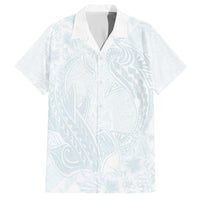 Polynesia Family Matching Off The Shoulder Long Sleeve Dress and Hawaiian Shirt Sharks Duo Tropical Off White
